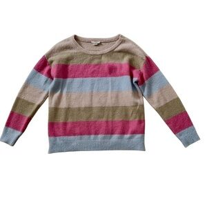 LOFT Lounge Pink, Blue, and Green Striped Sweater